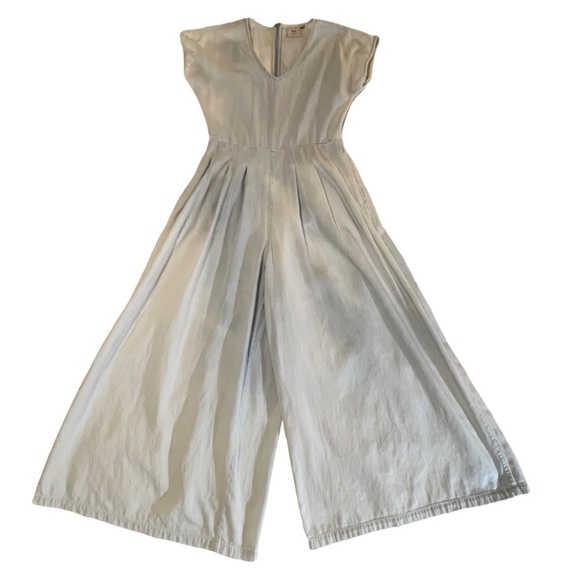 Elk Australia Wide Leg V Neck Short Sleeve Flowy Jumpsuit chambray ombre blue 2 - Picture 1 of 16